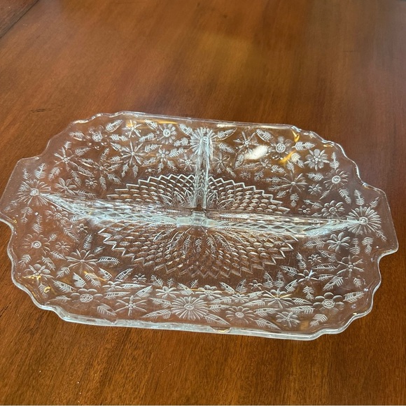 Vintage Pineapple and Floral Depression Glass Platter RARE Pattern Indiana Glass - Picture 1 of 7